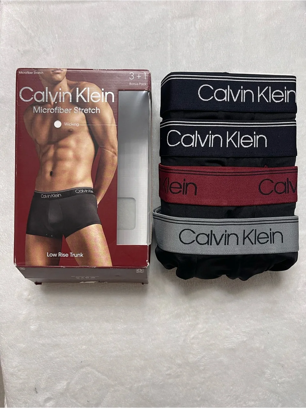 New Calvin Klein Mens Microfiber Stretch Low Rise Trunks 4 Pack Large L 36-38